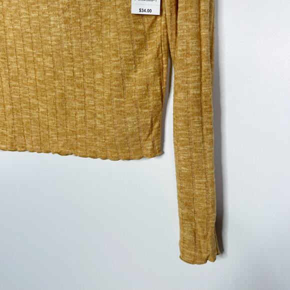 New Chance or Fate Medium Pumpkin Spice Orange Mock Neck Long Sleeve Ribbed Top - Picture 4 of 9